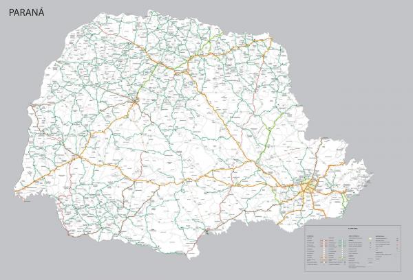 Mapa Político Rodoviário Estado Do Paraná 97 Cm Comprimento X 67 Cm Altura Citimaps 9225